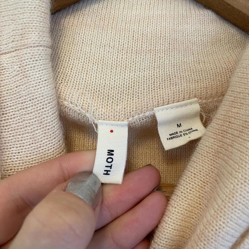 MOTH Anthropologie light pink turtleneck wool sweater sz M - Picture 4 of 6